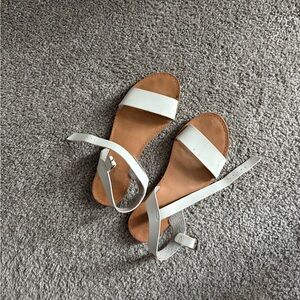 Soda White and Brown Sandals with Modern Slip-On Design